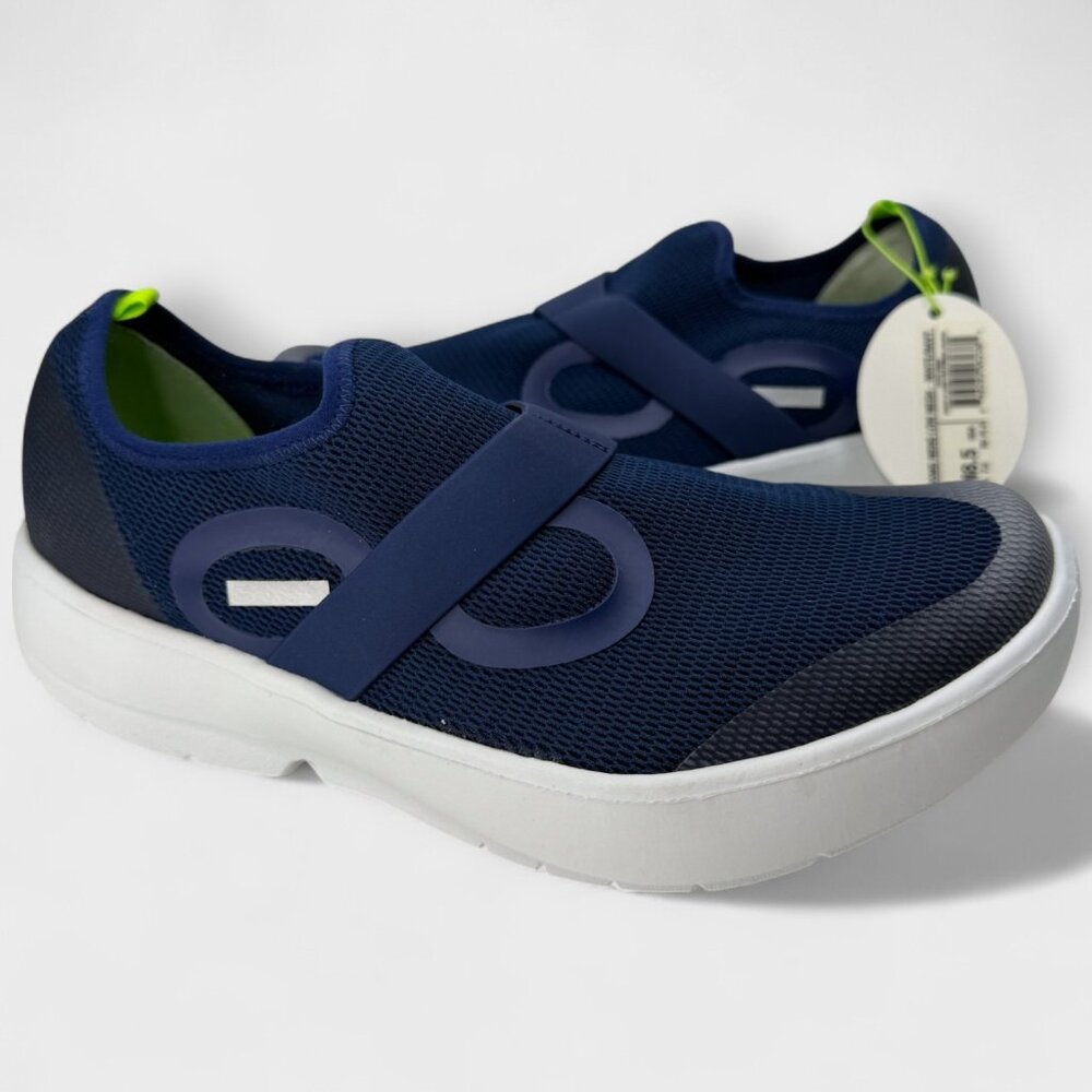 OOFOS OOmg Mesh Low Men’s Trainer Navy/White Slip‑On Comfort Recovery Size 11.5 - Picture 9 of 10
